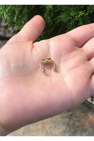 Altın Renk Burun Ucu Mıknatıslı Septum Piercing Fake Deliksiz Küpe