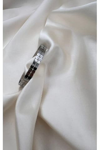 Bb Çelik İki Sıra Ezme Kelepçe Bilezik Gümüş