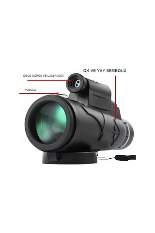 100x80 Zoom Lazer Işıklı El Fenerli Hd Teleskop Dürbün Siyah