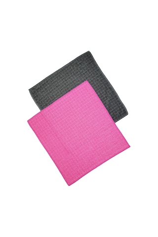 Hobee 2'li Kareli Simli Ovma Bezi 40x40 320gsm - Pembe/Gri