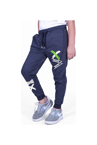 Fyk Kids 2 Li Fermuarlı, Baskılı X Collection Erkek Çocuk Eşofman Altı Gri - Füme