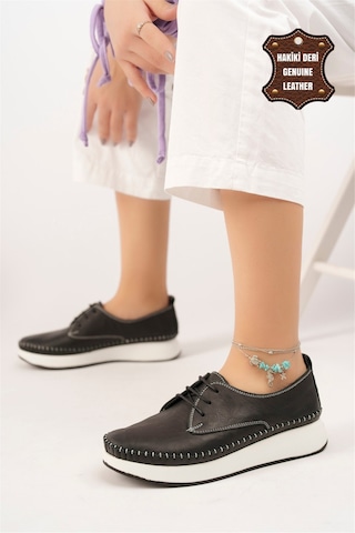 Elit Mn83c Kadın Hakiki Deri Espadril Siyah - Beyaz Siyah - Beyaz