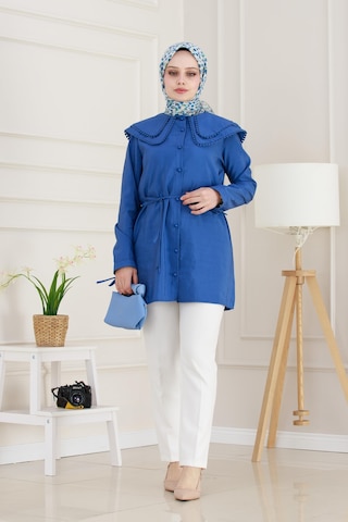 Sevitli Çift Yaka Dantelli Tunik-bebe Mavi-4983 Bebek Mavisi