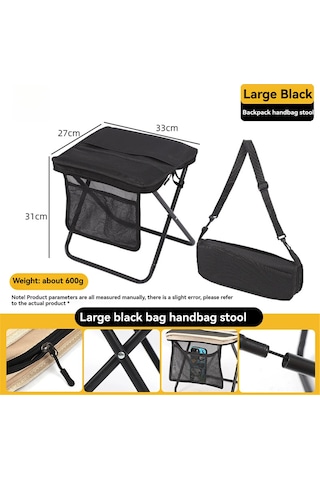 Moveevo Kollektif Taşınabilir Dış Mekan Sandalyesi - Çapraz Gövde Dayanıklı Metal & Oxford Kumaşı - Camping, Balıkçılık, Bisiklet Turları İçin - Siyah Büyük Boy Siyah