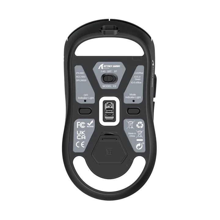 Attack Shark X3 Siyah Superlight 1000 Hertz Kablosuz Gaming Mouse As-x3-black
