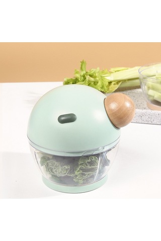 Dinosaurs Yuvarlak Burun Çok Fonksiyonlu El Çekin Sarımsak Kıyma Makinesi Üfer Yeşil05 Ahşap