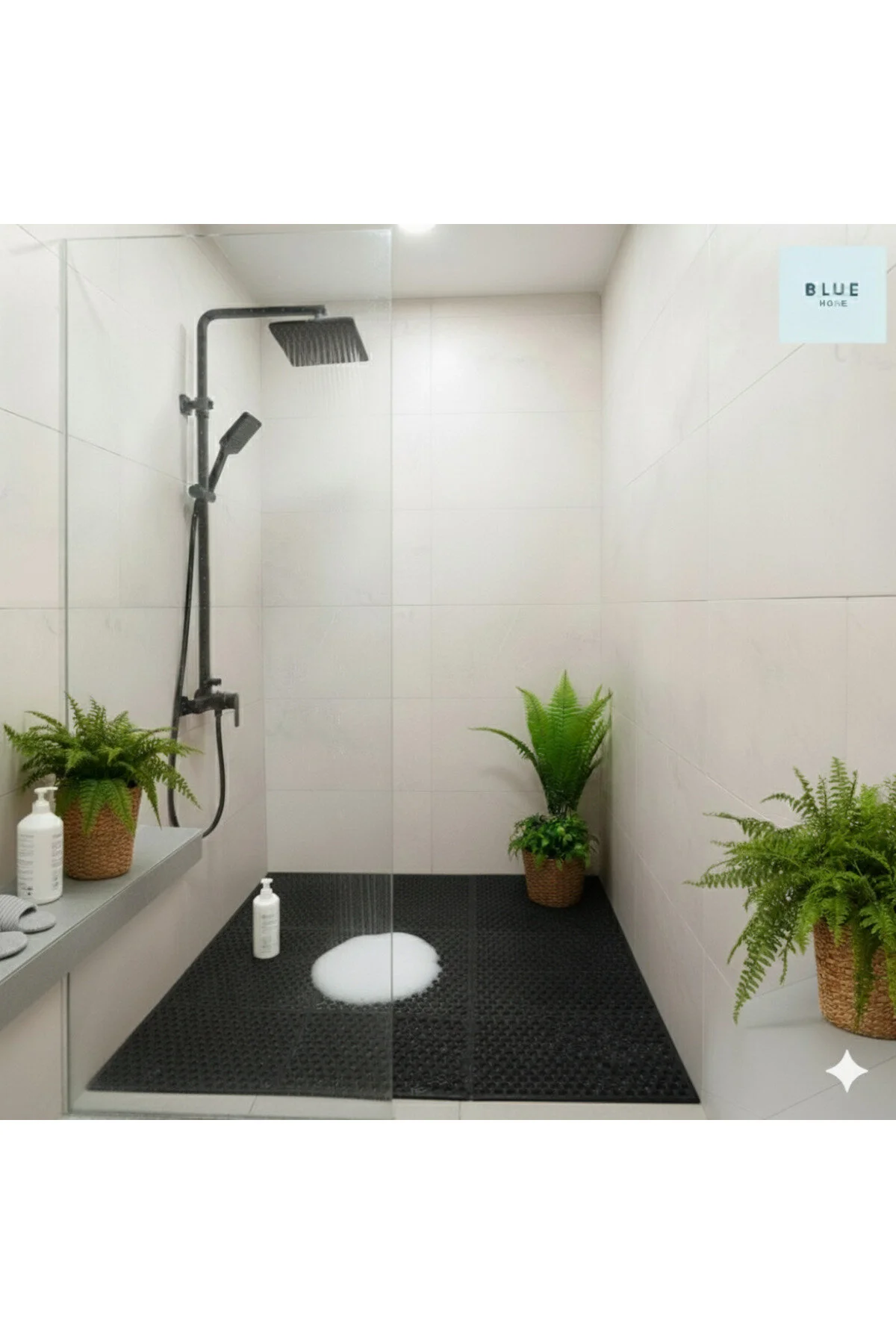 Banyo Duş Petek Mat Paspas, Kaymaz Islak Zemin Paspası -siyah- Eni: 90 Cm X 1 Mt