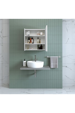 Banos Banyo Roomart Ad7 Kulpsuz Tek Kapaklı Mat Beyaz Mdf 60 Cm A Mat Beyaz