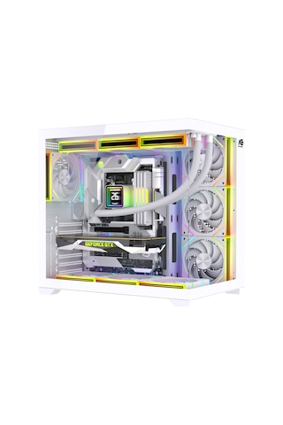 Alpha Neon 7x Argb Fan Kumanda Ve Kontrolcü Atx Boş Bilgisayar Kasası Beyaz
