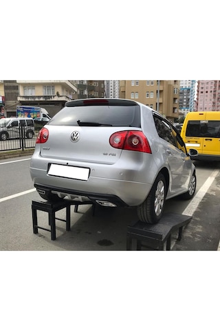 Vw Golf Mk5 Uyumlu Difüzör Difizör Siyah + Kare Egzoz Görünüm C Tip 2003-2009