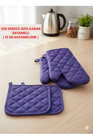 Yanmaz,ısıya Dayanıklı Isı Geçirmeyen Mutfak Fırın Tencere Eldiveni Tutacak Seti 2 Eldiven 2 Tutacak Mor Yanmaz,ısıya Dayanıklı Isı Geçirmeyen Mutfak Fırın Tencere Eldiveni Tutacak Seti 2 Eldiven 2 Tutacak Mor