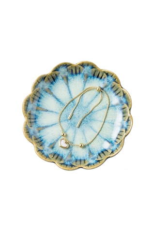 Springsun Klasik Mavi Seramik Dekoratif Saklama Tabağı - Yüzük, Küçük Eşya Ve Anahtar Depolama Kabı - Kaliteli Glaze İle Üretildi Mavi