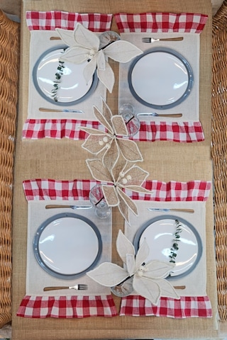 Amerikan Servisi Fırfırlı Retro 4 Lü Kırmızı