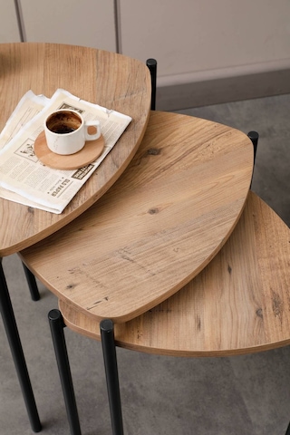 Sehpol Jasmin Zigon Sehpa 3'lü Siyah