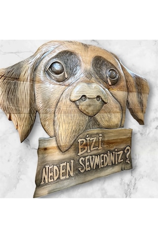 Ahşap El Oyması Sevimli Köpek Pano