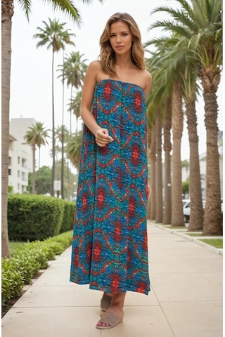 Kadın Straplez Astarlı Şifon Midi Yazlık Elbise 3753374 Lacivert