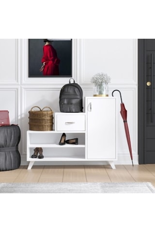 Decormet Retro Ayakkabı Dolabı Beyaz Beyaz