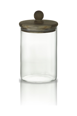 3'lü Boncuk Sap Akasya Kapaklı Yüksek Borosilikat Cam Saklama Kavanozu Seti - 500ml - 1000ml - 1500ml - Şeffaf