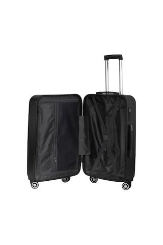 Orta Boy %100 Polikarbon Valiz Parlak Siyah 1815 Siyah