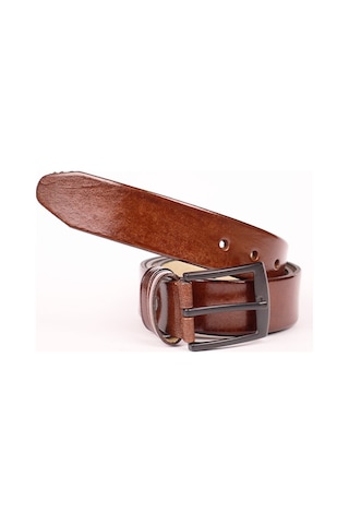 Ertan Deri Deri Köseli Kahverengi Erkek Kemeri 3.5 CM Kahverengi