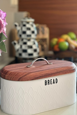 Makri Home Ekmeklik, Metal Ekmeklik, Ekmek Sepeti ,yerli Üretim 34 Cm X 19 Cm X 16 Cm Beyaz