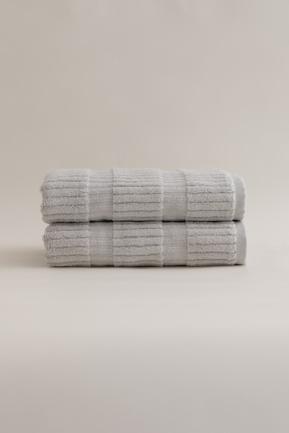 Ivory Gri Bordürlü Mikro Fiber %100 Pamuk 2li El Yüz Havlusu Seti Gri
