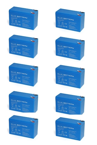 10 Adet Blue Battery 12v 9ah Bakımsız Kuru Akü 2026 Ocak Üretim 12 Volt 9 Amper