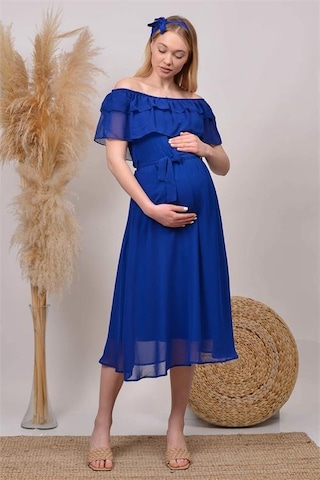 Kadın Kuşaklı Şifon Hamile Elbisesi Dphml8060 Saks