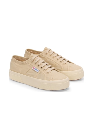 Superga 2740 Platform Linen Kadın Bej Bileksiz Sneaker Bej-470