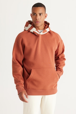 AC&Co / Altınyıldız Classics Erkek Acık Kahve Oversize Fit Bol Kesim Kapüşonlu İçi Polarlı Pamuklu Kapüşonlu Sweatshirt Açık Kahverengi