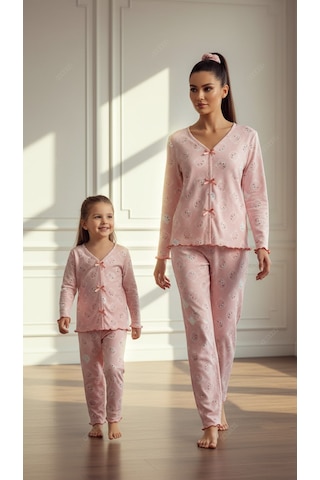 Divinus Panda Desenli Kız Çocuk Pijama Takımı Pembe