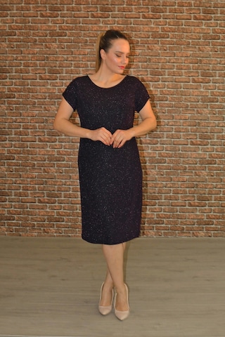 Nidya Moda Büyük Beden Kadın Mürdüm Simli Abiye Elbise-4035AM Mürdüm
