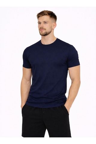 Axxel Erkek Lacivert Pamuk Likralı Süprem Kısa Kollu-t-shirt-d230