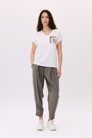 Daido Kadın V Yaka Düşük Kollu Penye T-shirt 6226 Ekru