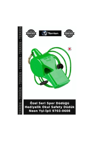 Özel Seri Spor Düdüğü Hediyelik Okul Safety Düdük Neon Yşl-ipli 9703-0608