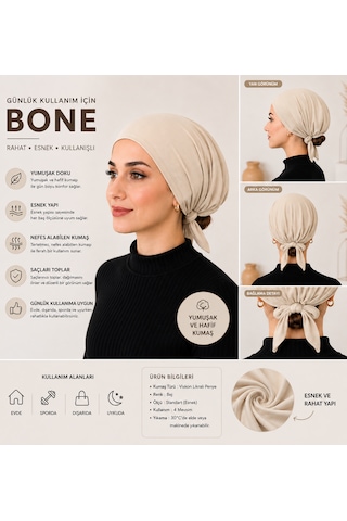 Bej Kadın Bone Esnek Ve Rahat Saç Bonesi, Günlük Kullanım Için Bone