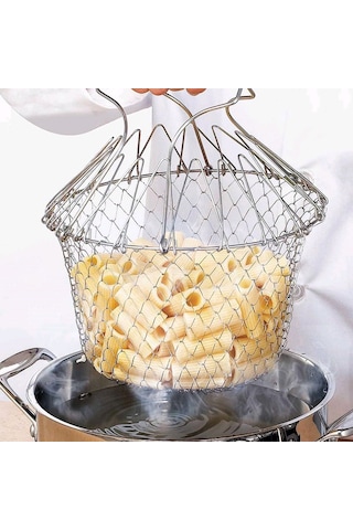 Yaozixa Mavi Çelik Katlanabilir Fritöz Sepeti Çift Fonksiyonlu Mutfak Gereci, 125g, Özel Opp Paketleme İle Diğer