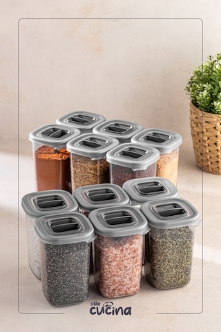 Alessi 12 Adet Kendinden Kaşıklı Etiketli Baharatlık Seti 450 Ml Antrasit Siyah