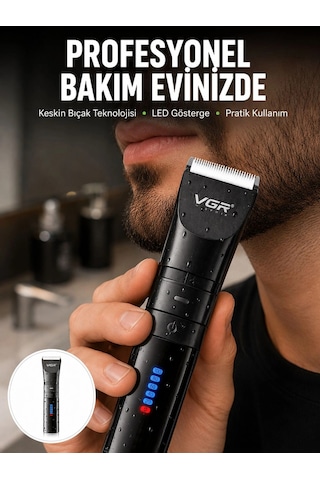 Hubrendy Tekno Şarjlı Tıraş Makinesi Dijital Ekranlı, Hızlı Şarjlı, Profesyonel Kesim Seti Yeni Nes
