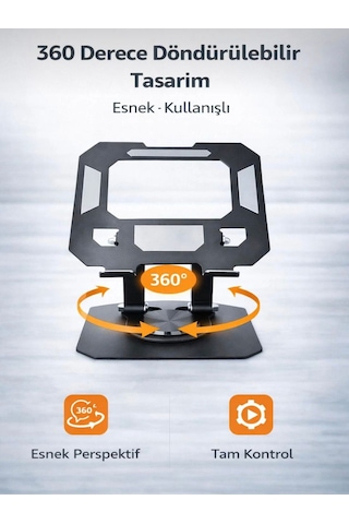 Ayarlanabilir Metal Tablet Telefon Standı 360 Dönebilen Kaymaz Taban Ergonomik Taşınabilir Stand
