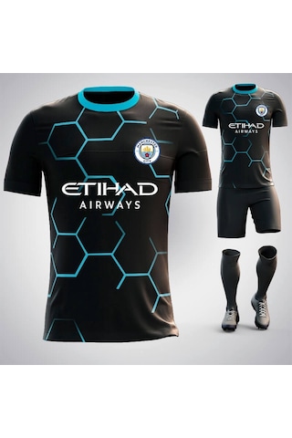 Mugees Manchester City Away Dijital Erkek Halı Saha Forması Tasarımı Futbol Forması Kişiye Özel Füme