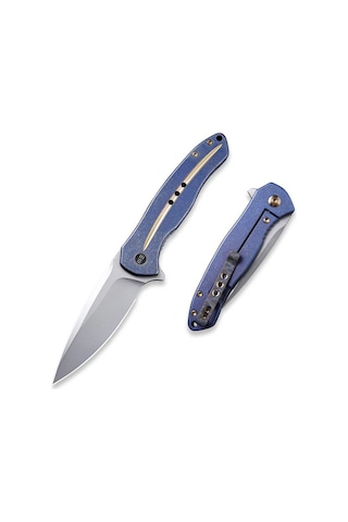 We Knife Kitefin Blue Ti Handle With A Golden Groove On Presentation Handle Polished Bead Blasted Cpm S35vn Blade Kamp Çakı Mavi
