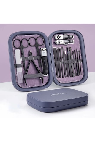 Manikür Pedikür Seti Tırnak Manikür Pensi Set 18 Pcs Mor