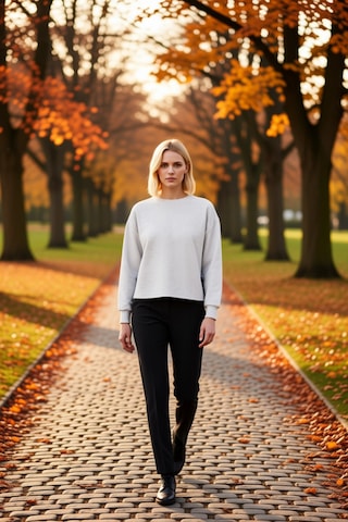 Benerly Kadın Bisiklet Yaka Düşük Kol Örme Sweatshirt Fonksiyonel Dayanık Kar Melanj