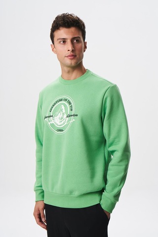 AR-MA Arma Baskılı Yazılı Regular Fit Şardonlu Erkek Bisiklet Yaka Sweatshirt K28124602901 Yeşil