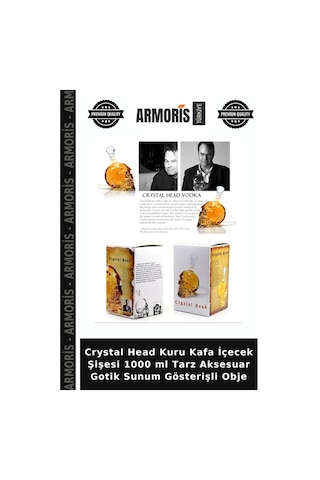 Crystal Head Kuru Kafa İçecek Şişesi 1000 Ml Tarz Aksesuar Gotik Sunum Gösterişli Obje