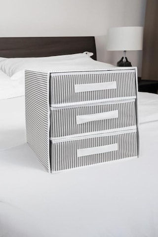 Flosoft Üç Gözlü Çekmece, Çamaşır Eşarp Takı Makyaj Çok Amaçlı Organizer, Üç Bölmeli Düzenleyici Gri