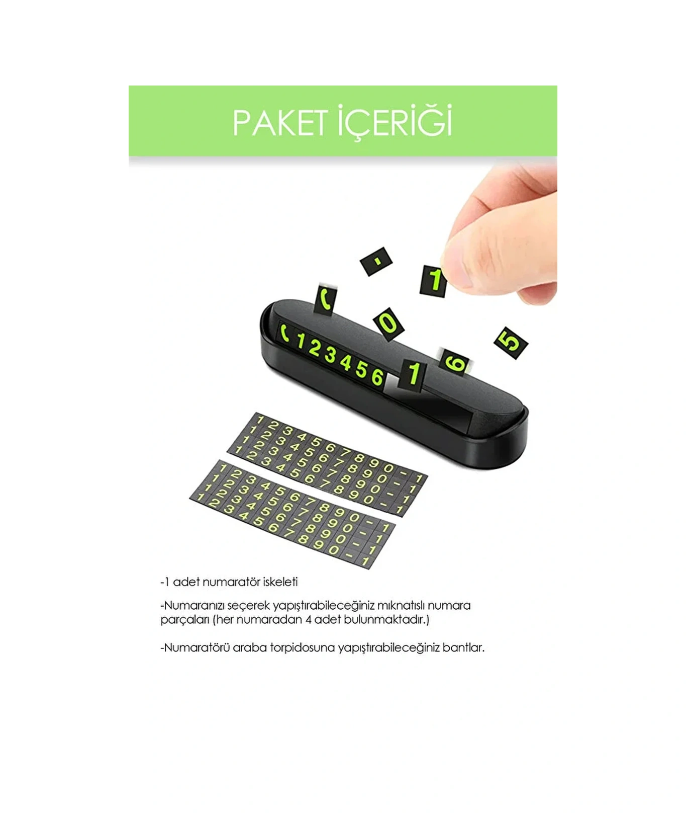 Fosforlu Otomobil Park Numaratörü Aç Kapa Numaratör Telefon Numarası Araba Parktel Numaralık Beyaz