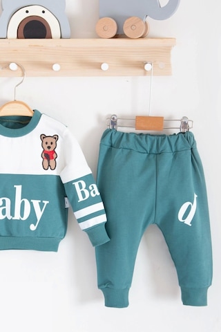 Babydonat Baby Desenli 2'li % 100 Pamuk Erkek Bebek Takımı Yeşil