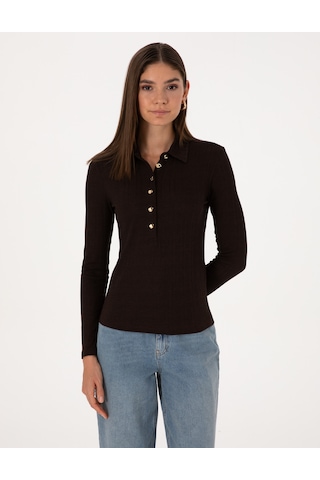 Pierre Cardin Kadın Kahverengi Bluz Örme 50309153-vr029 Kahverengi